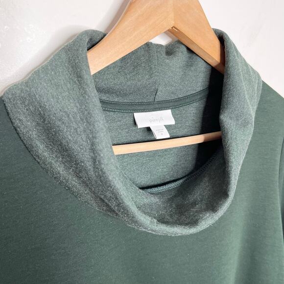 J. Jill Pure Jill Womens Double Knit Cowl Neck Tunic Dress Medium Green Pockets - Picture 5 of 11